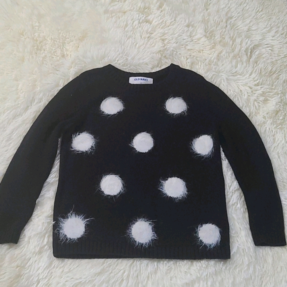 NWOT Old Navy Black Fuzzy Polka-dot Sweater